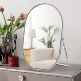 Numjeg Vanity Makeup Mirror for Desk with Metal Stand Tabletop Mount Makeup Oval Mirrors 90°Adjustable Rotation Portable Cosmetic Mirror for Travel Bedroom,Office, Dresser,Countertop